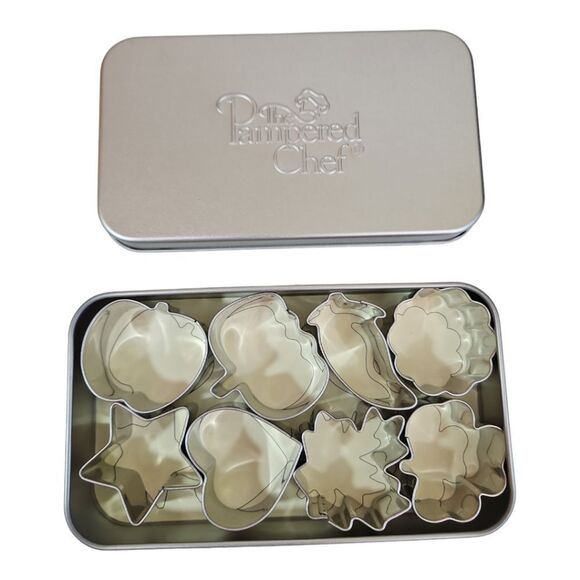 The Pampered Chef Creative Cutter Set Small Cookie Cutters In Tin - Picture 2 of 5